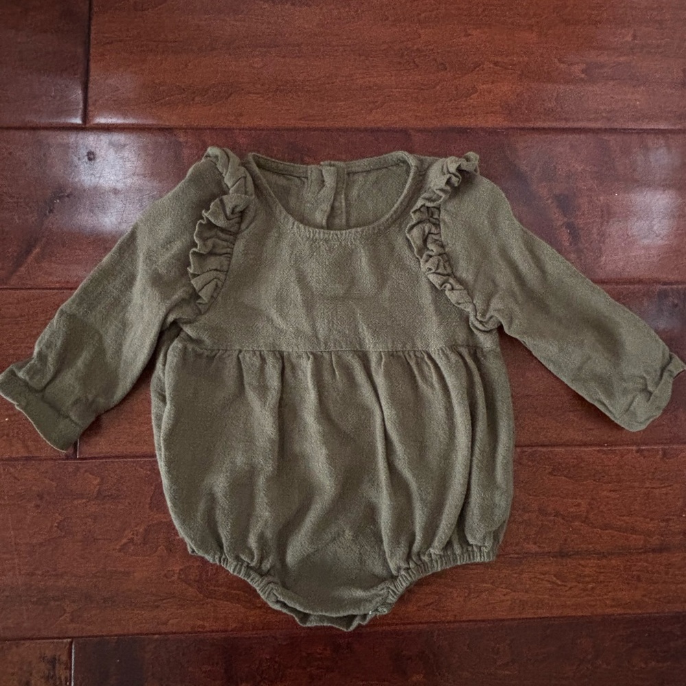 Simplee kids Baby Girls Cotton Linen Blend Long Sleeve Outfit Romper Size 3-6 Mo